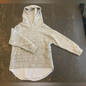 Zara girls gray hooded sweater with stripe hem